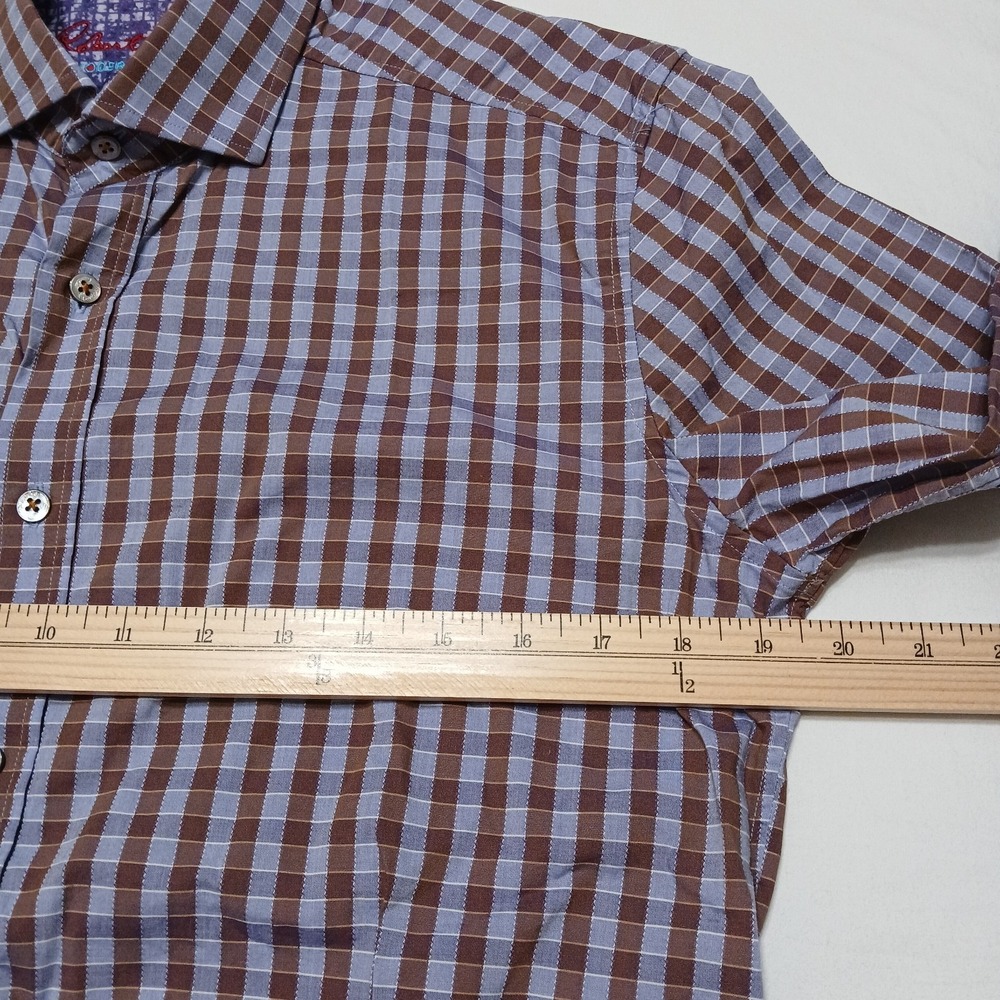 Robert Graham Mens Cotton Multicolor Shadow Plaid Stretch Dress Shirt Size Small - Picture 5 of 9